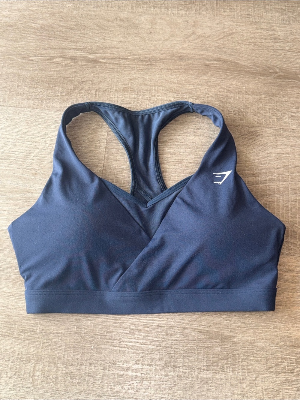 Gymshark Crossover V-Neck Sports Bra - Navy Blue - Size Small